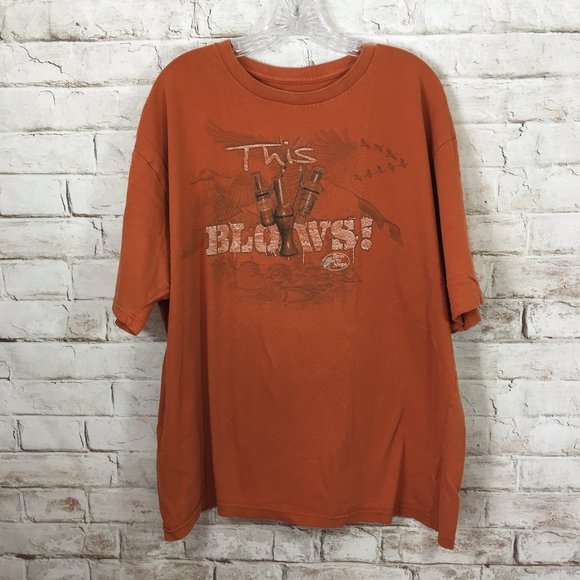 Bass Pro Shop Men's XL This Blows T-Shirt Orange Duck Calls Graphic - Picture 1 of 6